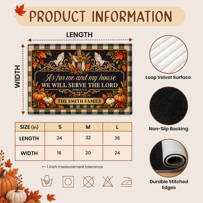 Personalized Thanksgiving Door Mat - Serving The Lord Family Mat - Christian Fall Home Decor
