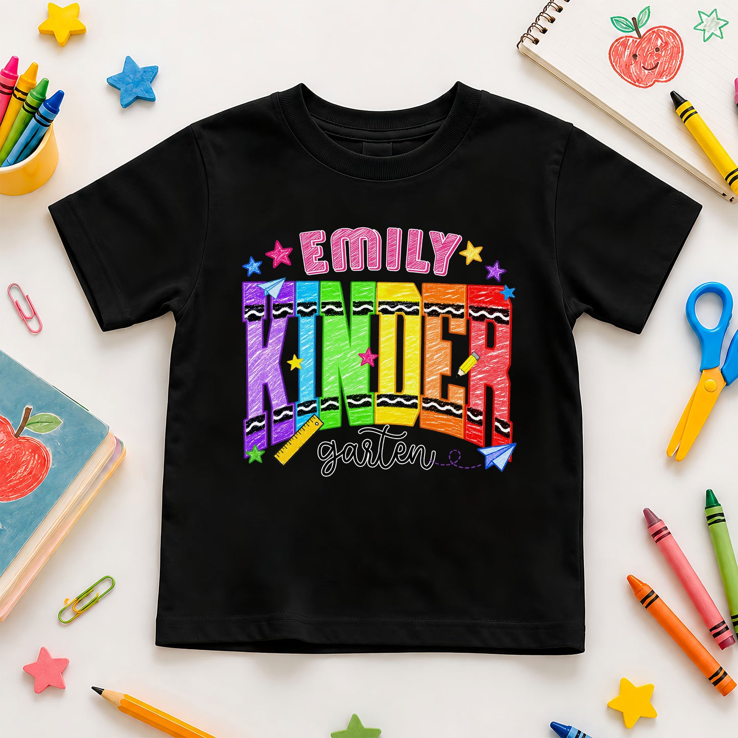 Crayon School Shirt - Custom Name & Grade Kid T-shirt - Back To School Gift for Boys & Girls