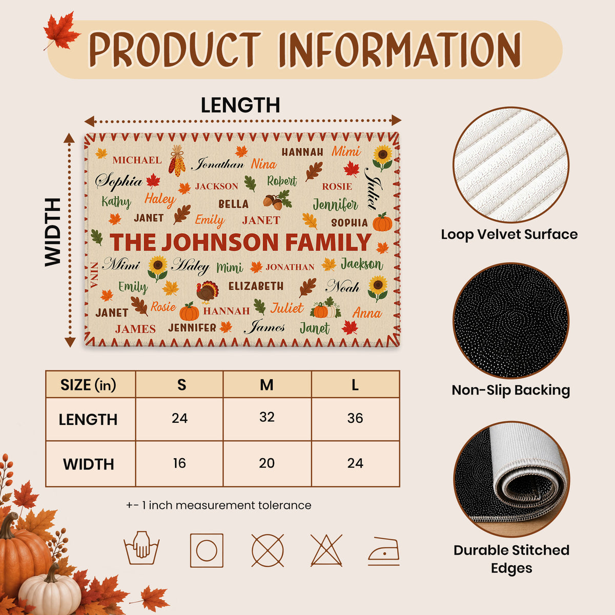 Personalized Thanksgiving Doormat - Custom Family Names Mat - Thanksgiving Home Decor