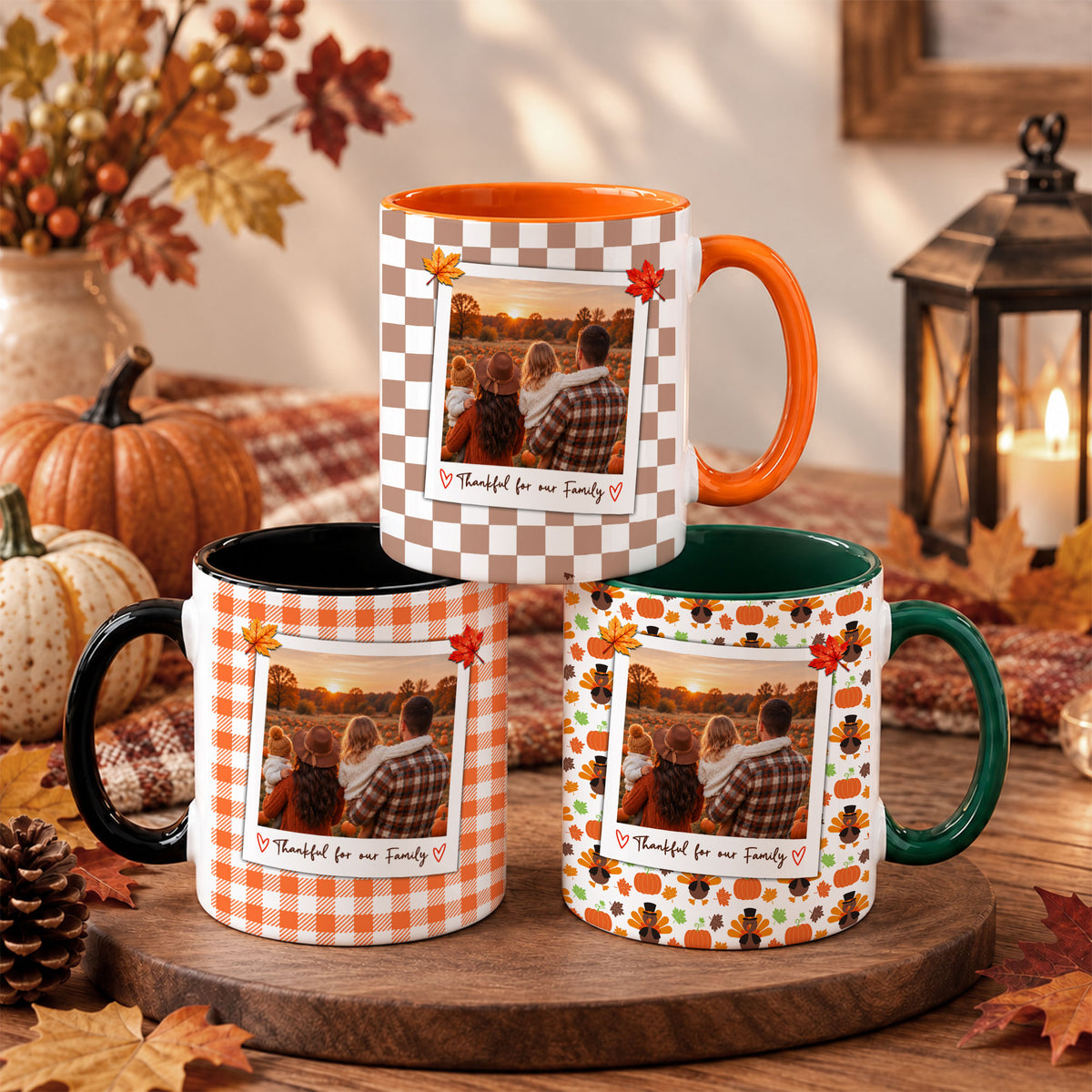 Personalized Thanksgiving Mug - Custom Photo & Message Accent Mug - Family Thanksgiving Gift