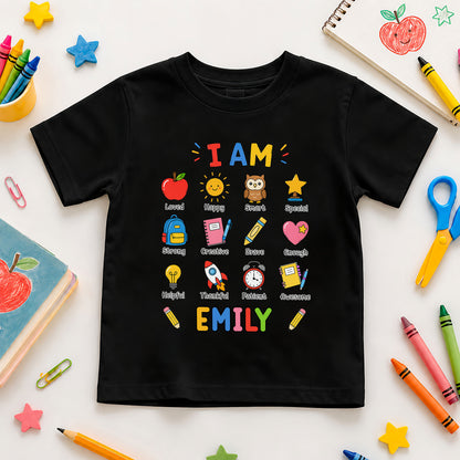 Kid Affirmations Shirt - Custom Name Kid T-shirt - Motivational Back To School Gift for Boys & Girls