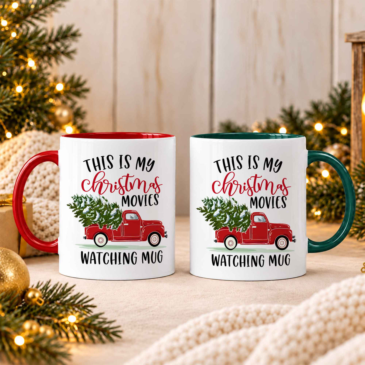 Christmas Movie Mug, Red Truck Christmas Tree Coffee Mug, Holiday Gift for Family