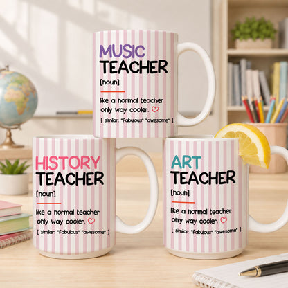 Custom Subject Teacher Coffee Mug - Personalized Teacher Ceramic Cup, Teacher Appreciation Gift