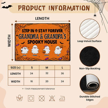 Personalized Halloween Doormat - Grandma & Grandpa Spooky House Mat - Custom Family Name Door Mat, Halloween Home Decor