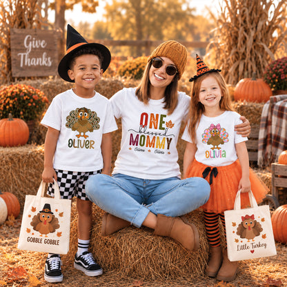 Personalized Thanksgiving Shirt - One Blessed Grandma - Custom Fall Gift for Grandma, Mom