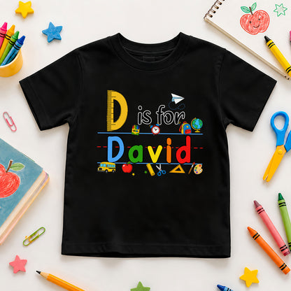 Colorful Alphabet School Shirt - Custom Name Kid T-shirt - Back To School Gift for Boys & Girls