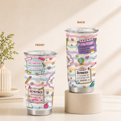 Teacher Notes Tumbler - Inspirational Sticky Notes for Teachers - Custom Teacher Name Travel Mug, Teacher Appreciation Gift