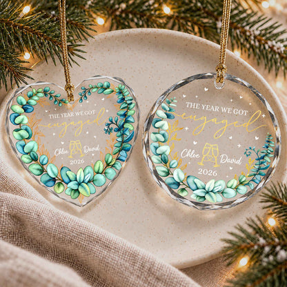 Personalized Gift Engagement Glass Ornament, Custom Couple Names Christmas, Engaged 2026 Christmas Gift For Couple