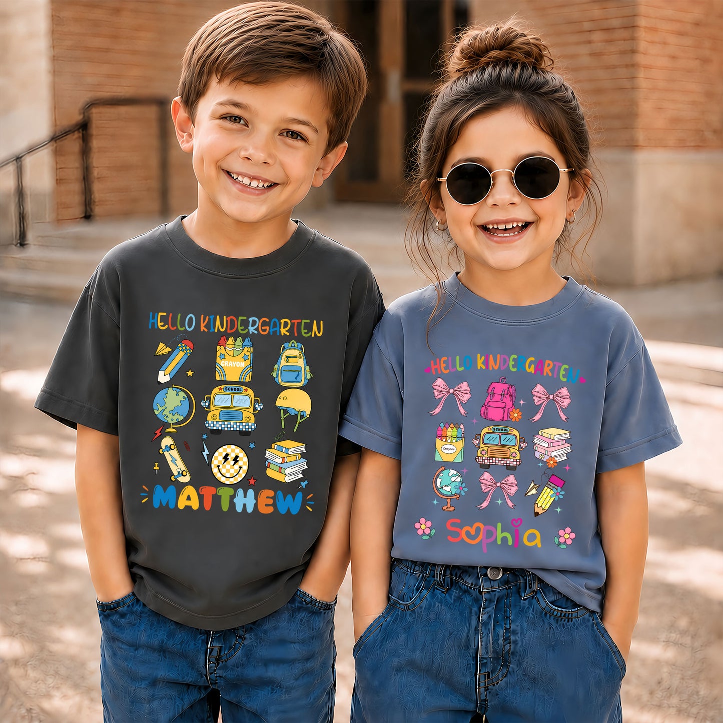 First Day of School Sporty Shirt - Custom Grade & Name Kids T-Shirt - Back to School Tee for Boys