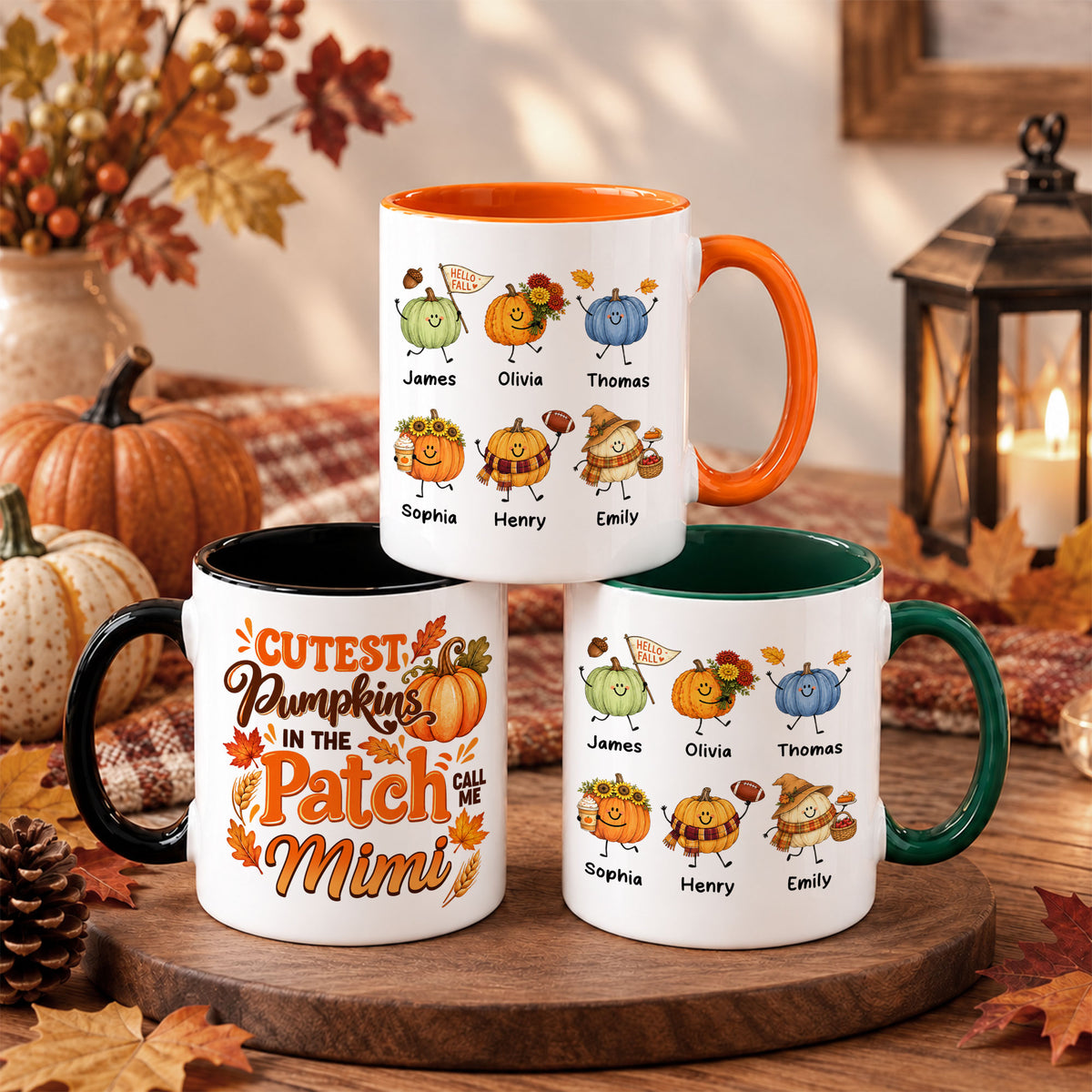Personalized Thanksgiving Mug - The Cutest Pumpkins Call Me Mimi - Thanksgiving Gift for Mom, Grandma