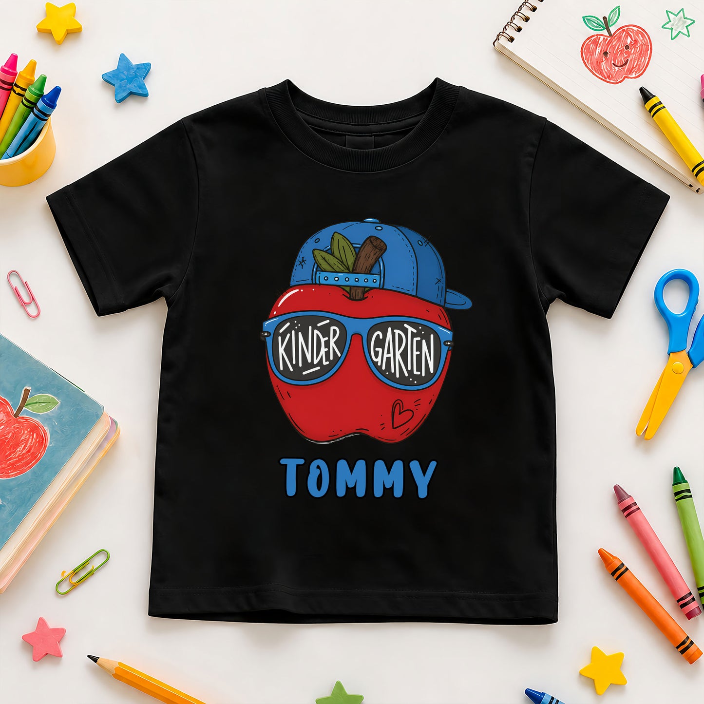 Apple School Shirt - Custom Kid Name & Grade T-shirt - First Day of School Gift for Boys & Girls