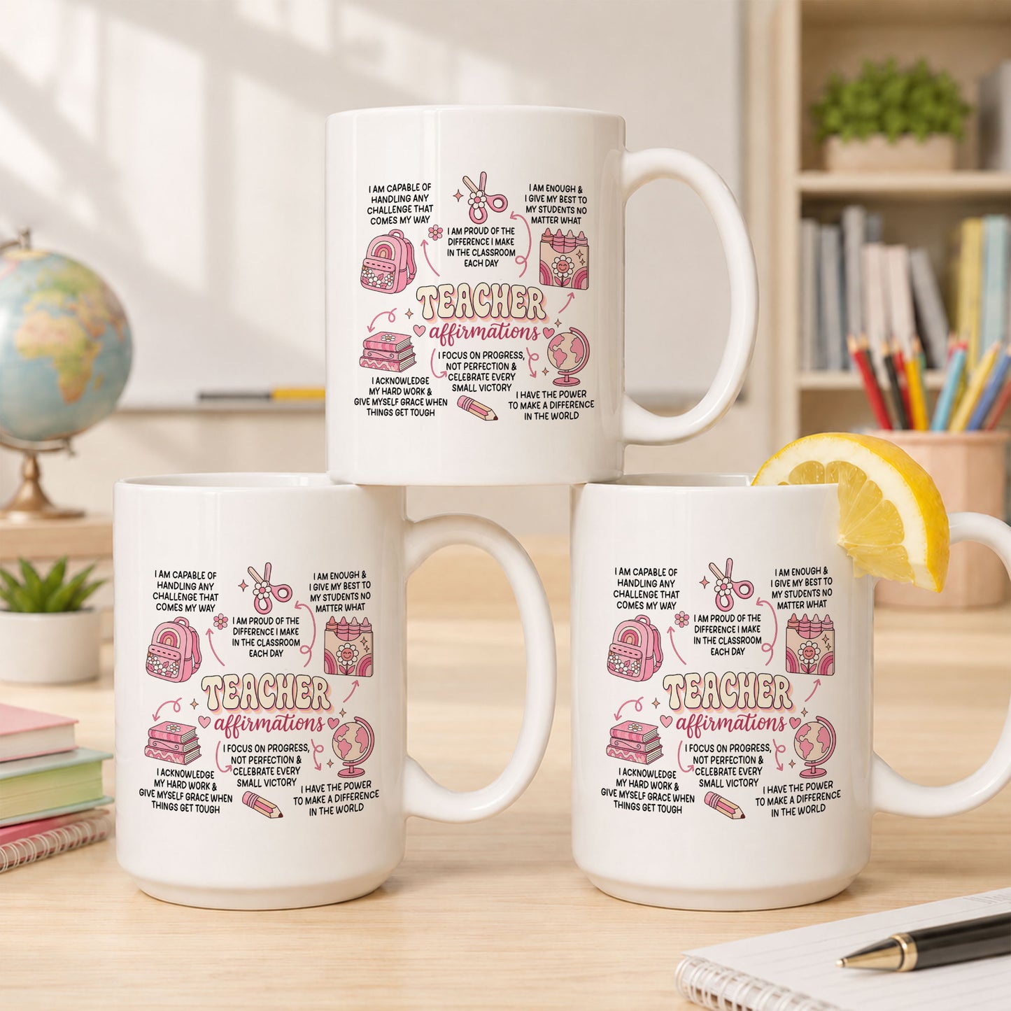 Teacher Affirmations Mug - Personalized Teacher Coffee Mug - Motivation Gift for Teachers
