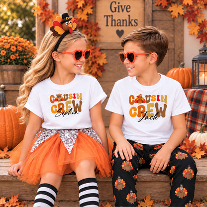 Personalized Thanksgiving Cousin Crew Shirt - Custom Name Turkey Shirt - Matching Family Fall Outfit