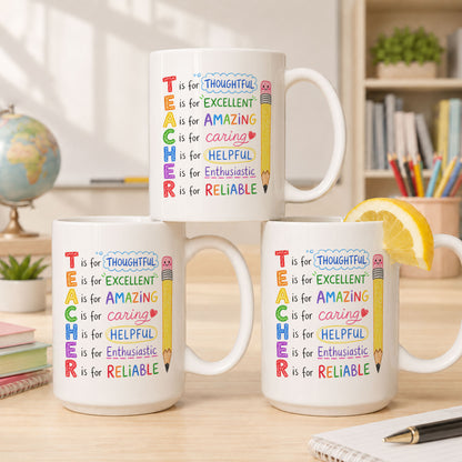 Crayon Teacher Mug - Custom Name Teacher Mug- Personalized Gift for Teachers