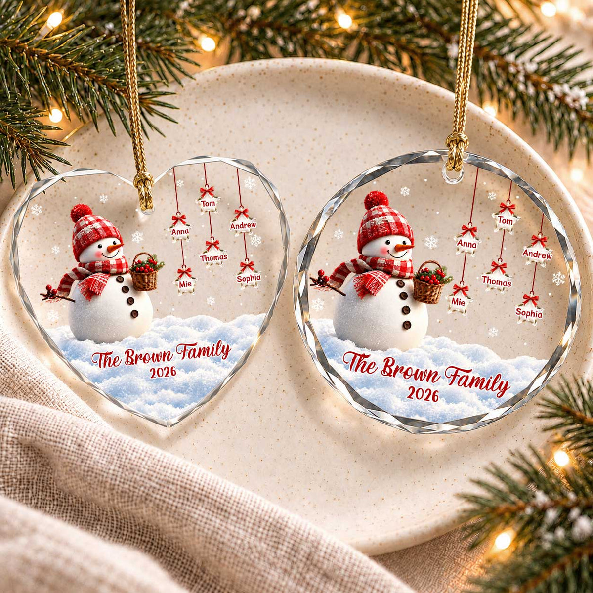 Personalized Gift Family Christmas Ornament 2026, Custom Name Glass Ornament Christmas Tree, Gift For Family