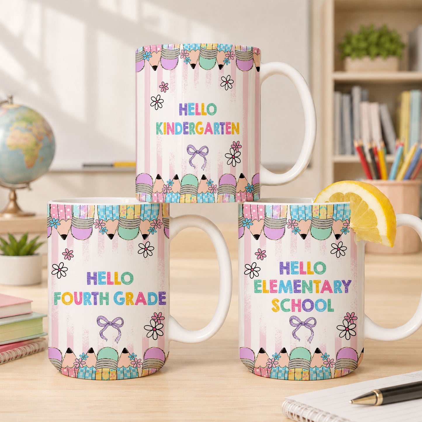 Personalized Hello Kindergarten Mug with Custom Grade & Name, Cute Goose School Coffee Mug, First Day of School Gift for Kids Students