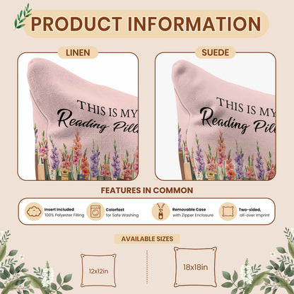 Personalized Birth Month Flower Pillow - This Is My Reading Pillow - Gift for Book Lovers