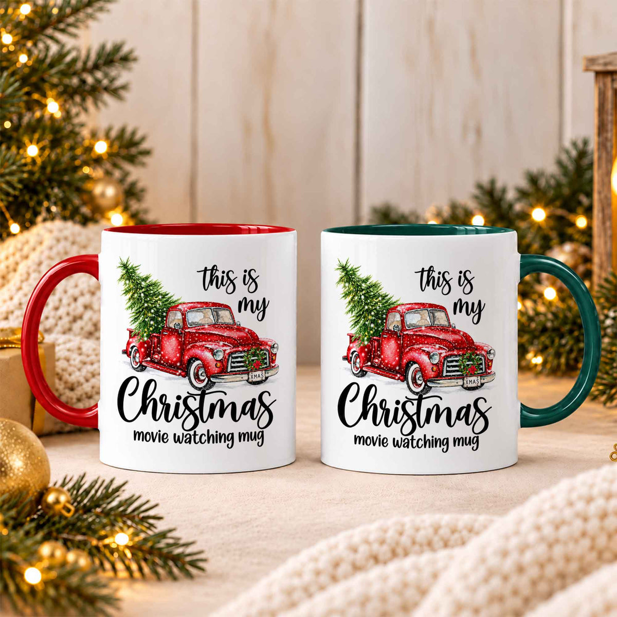 Christmas Movie Mug, Red Truck Christmas Tree Coffee Mug, Holiday Gift for Family