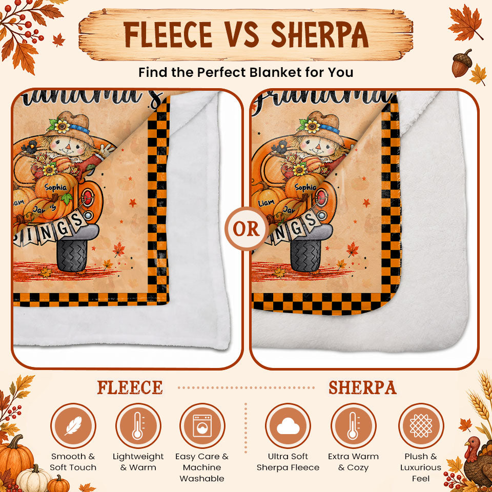 Personalized Thanksgiving Blanket - Grandma's Blessings - Thanksgiving Gift for Grandma, Mom