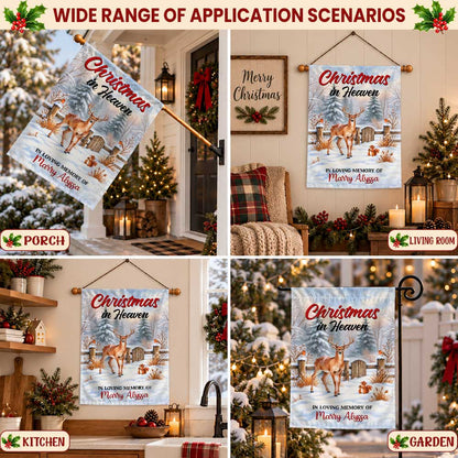 Personalized Christmas Memorial Garden Flag - Christmas in Heaven - Custom Bereavement Gift, Cemetery Decoration