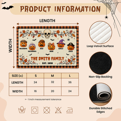 Personalized Halloween Doormat for Family - Custom Name Pumpkin Family Door Mat - Spooky Season Family Gift
