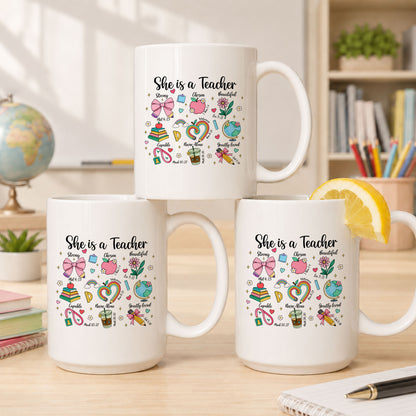 Christian Teacher Mug - Bible Verse Teacher Coffee Cup - Personalized Gift for Teachers