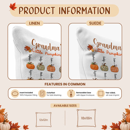 Personalized Thanksgiving Pillow - Grandma's Little Pumpkins Pillow - Custom Gift for Grandma, Mom