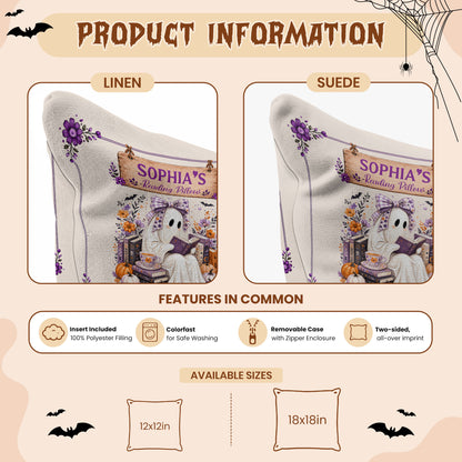 Personalized Halloween Reading Pillow - Custom Name Ghost Pillow - Spooky Season Gift for Book Lovers