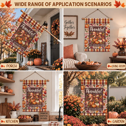 Personalized Thanksgiving Garden Flag - Custom Family Name Christian Flag - Thanksgiving Decor Gift