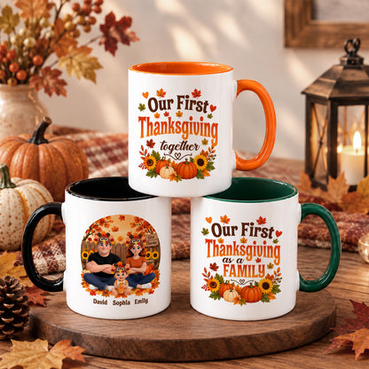 Personalized Thanksgiving Accent Mug – Our First Thanksgiving Together Mug - New Family Thanksgiving Gift