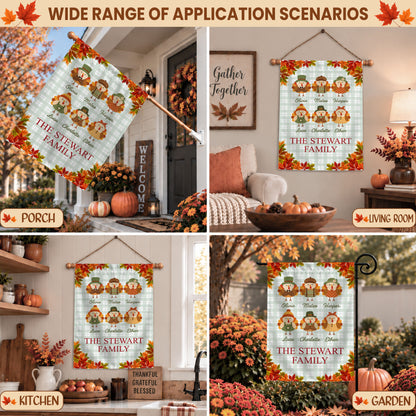 Personalized Thanksgiving Garden Flag - Custom Family Name Turkey Flag - Thanksgiving Outdoor Decor