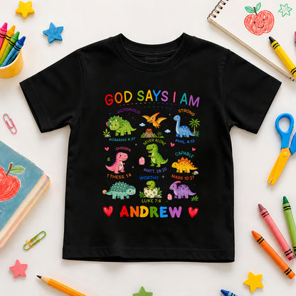 God Says I Am Bible Shirt - Kid Favorite Hobby Shirt - Custom Name T-Shirt, Back To School Outfit for Boys & Girls