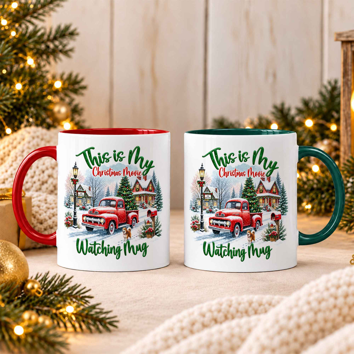 Christmas Movie Mug, Red Truck Christmas Tree Coffee Mug, Holiday Gift for Family