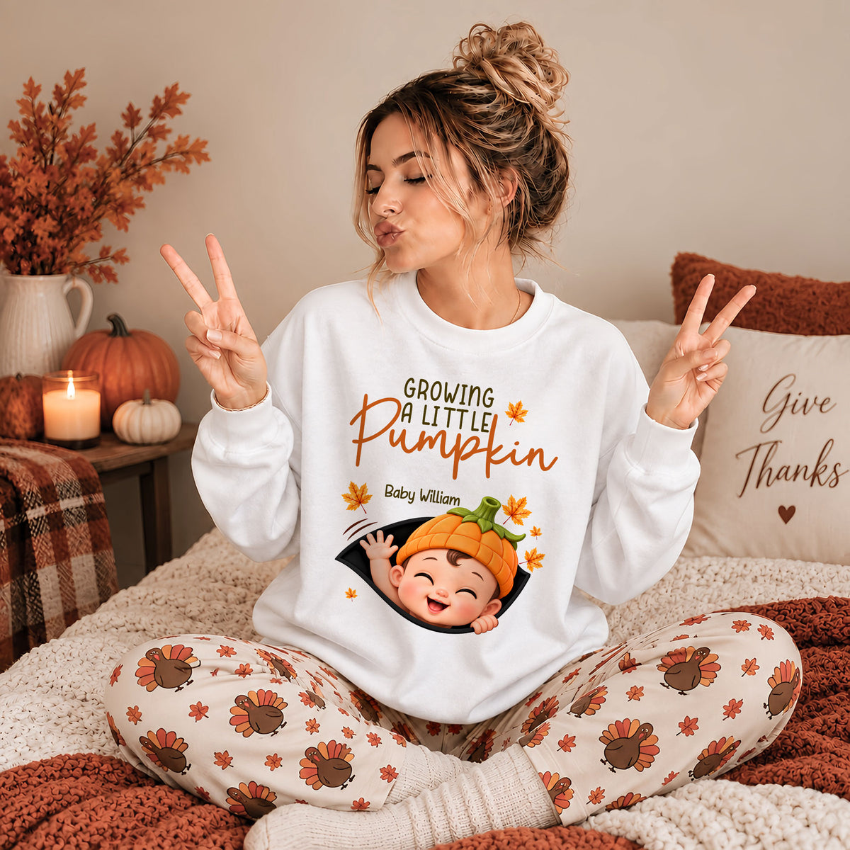 Personalized Pumpkin Baby Shirt - Growing A Little Pumpkin Shirt - New Baby Gift
