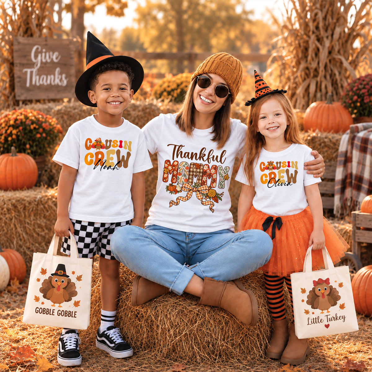 Personalized Thanksgiving Shirt - Thankful Mama - Holiday Gift for Mom, Grandma