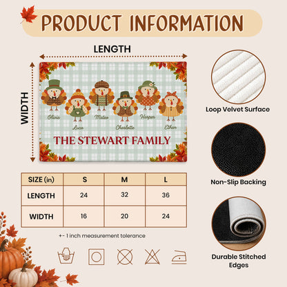 Personalized Thanksgiving Doormat - Custom Family Name Turkey Mat - Thanksgiving Home Decor
