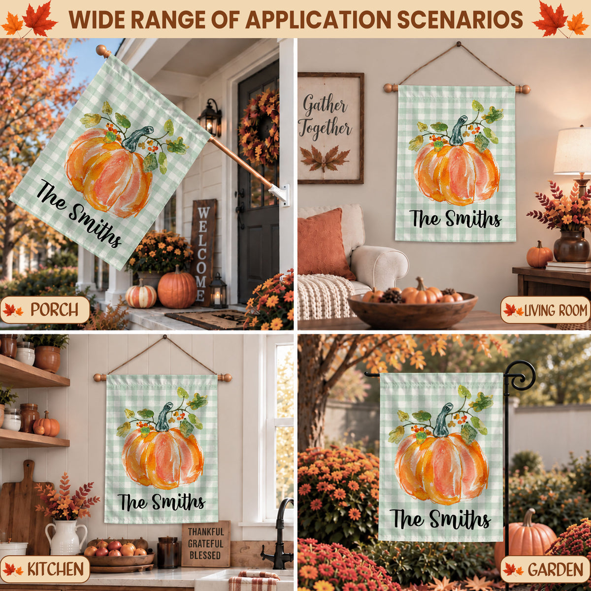 Personalized Thanksgiving Garden Flag - Custom Family Name Flag - Thanksgiving Porch Decor