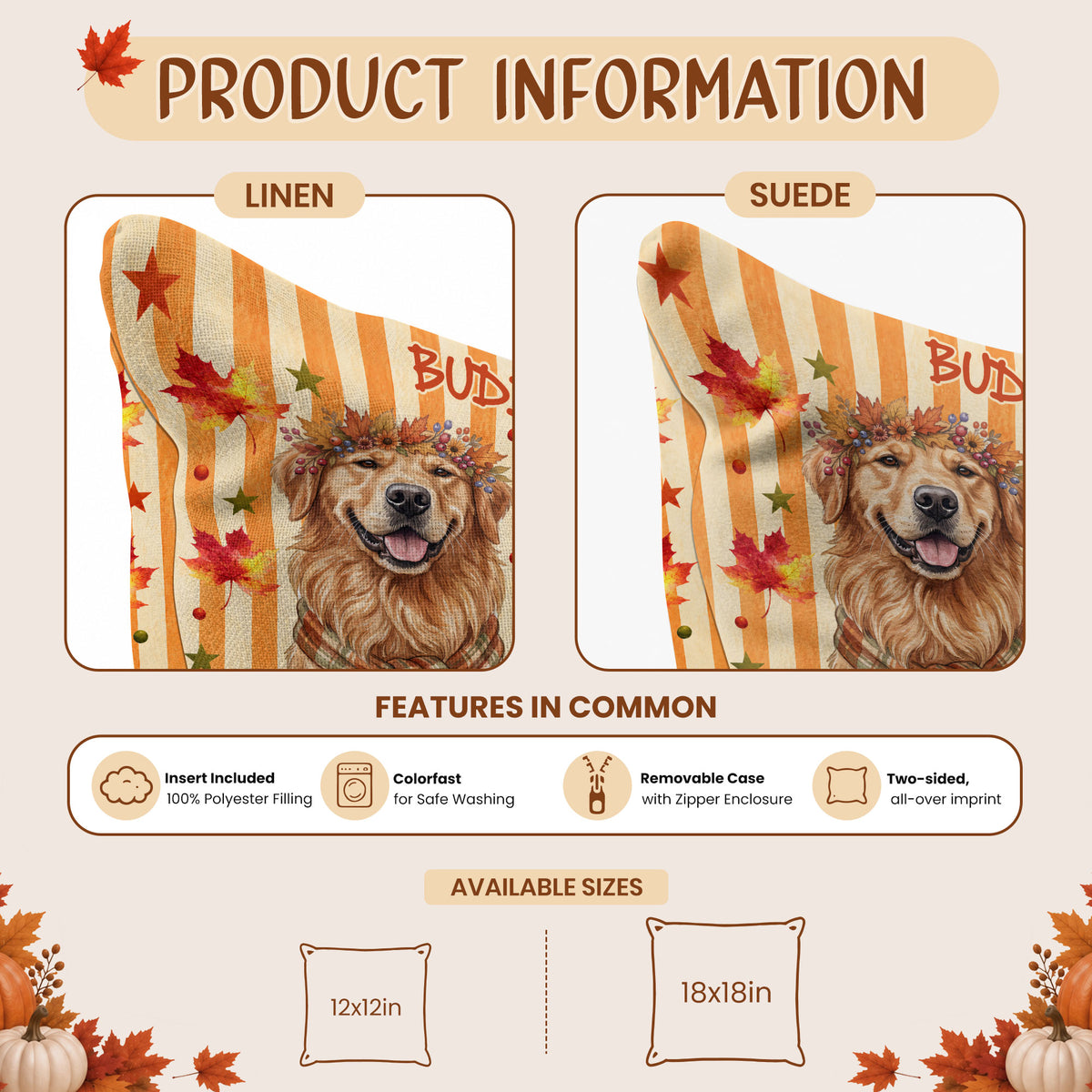 Personalized Thanksgiving Pet Pillow – Custom Pet Portrait Pillow Watercolor Art - Thanksgiving Gift for Pet Lovers