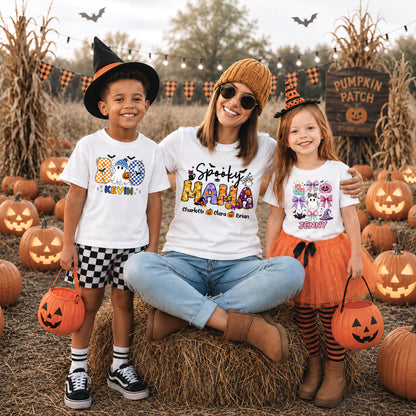 Personalized Halloween Sweatshirt - Spooky Mama - Custom Mama Grandma T-shirt Sweatshirt, Spooky Season Gift for Mom & Grandma