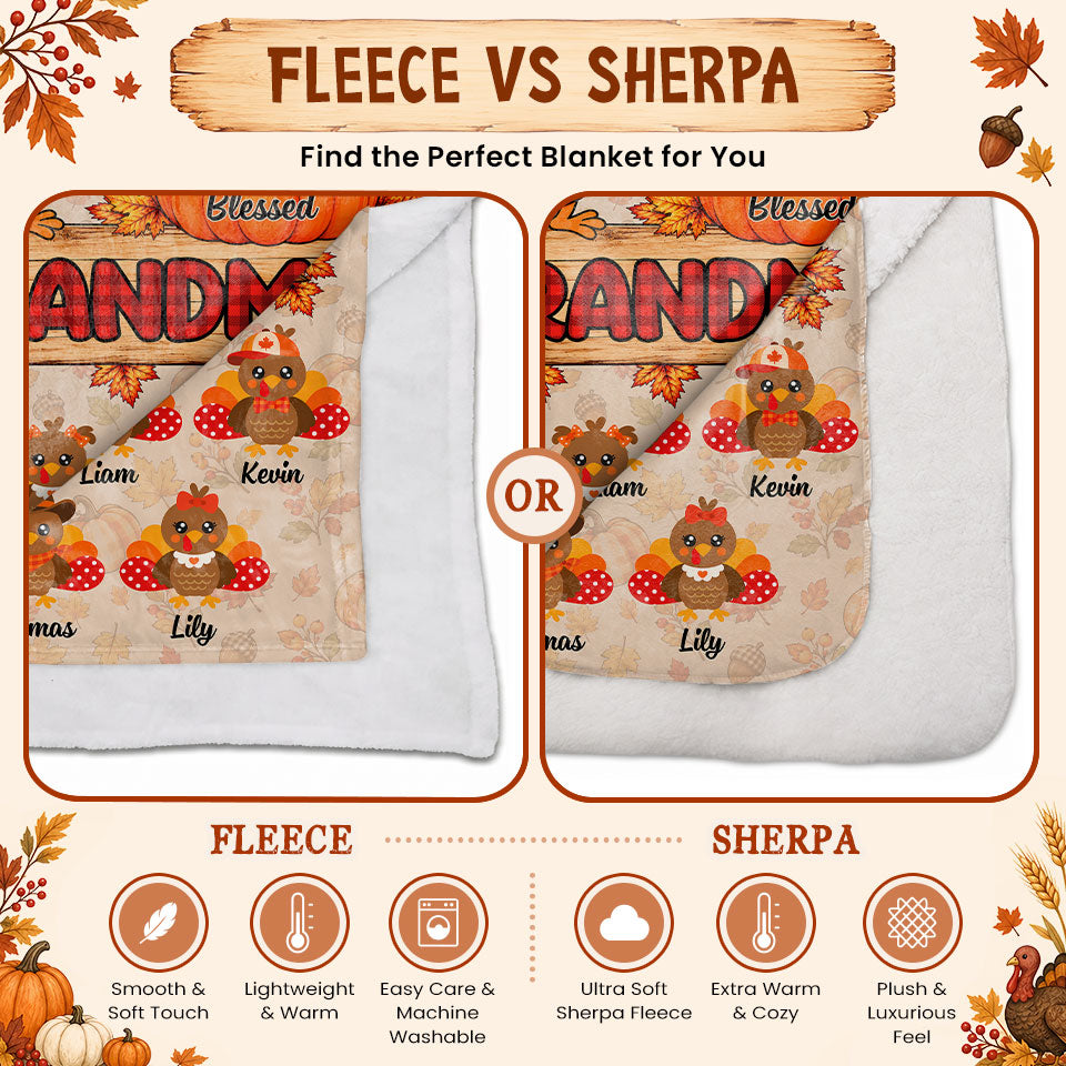 Personalized Thanksgiving Blanket - Grandma's Turkeys Blanket - Thanksgiving Gift for Grandma, Mom