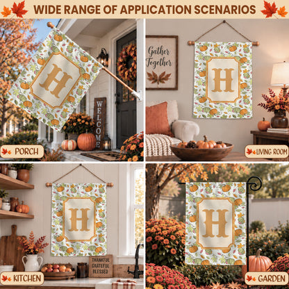 Personalized Thanksgiving Garden Flag - Custom Monogram Initial Flag - Thanksgiving Outdoor Gift
