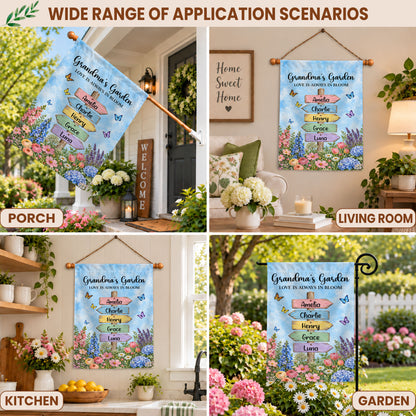 Personalized Garden Flag - Grandma's Garden Love is Always in Bloom - Gift for Grandma, Mom