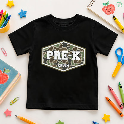 Camo School Shirt - Custom Grade & Name Kids T-Shirt - Back to School Outfit for Boys & Girls