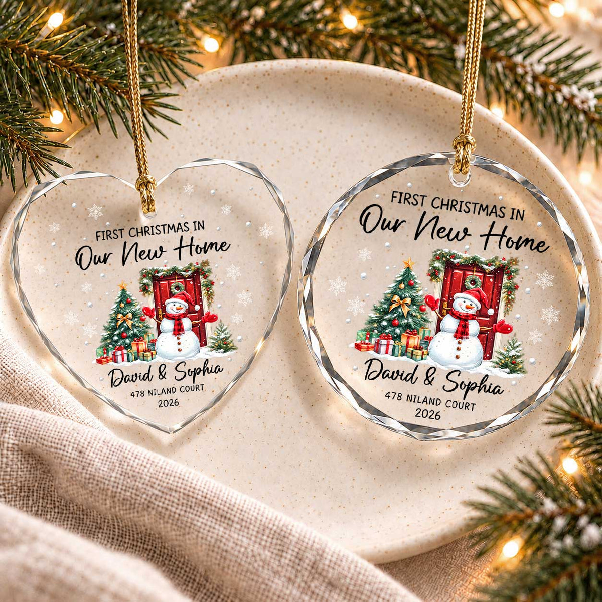 Personalized New Home Christmas Ornament, Custom Name Address Keepsake, Christmas Gift