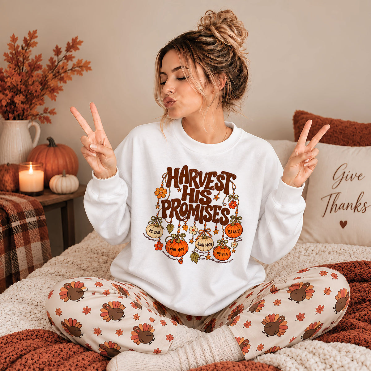 Thanksgiving Christian Shirt  - Harvest His Promises - Thanksgiving Gift for Friends, Self Gift