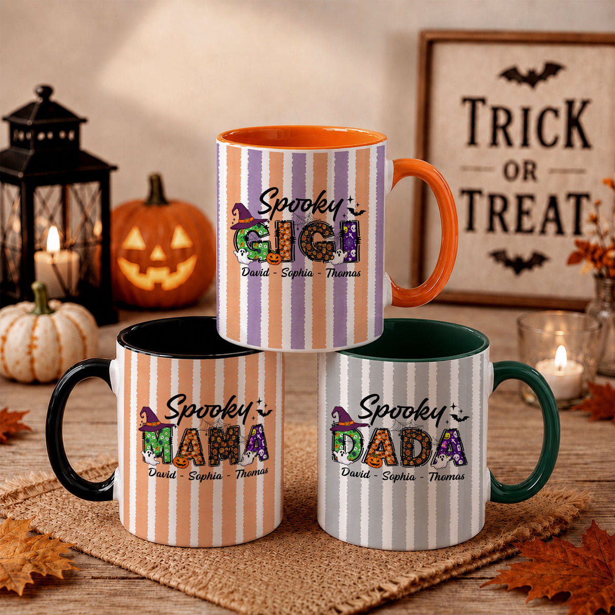 Personalized Halloween Accent Mug - Spooky Gigi Mug - Custom Name Coffee Cup - Halloween Gift for Family Members