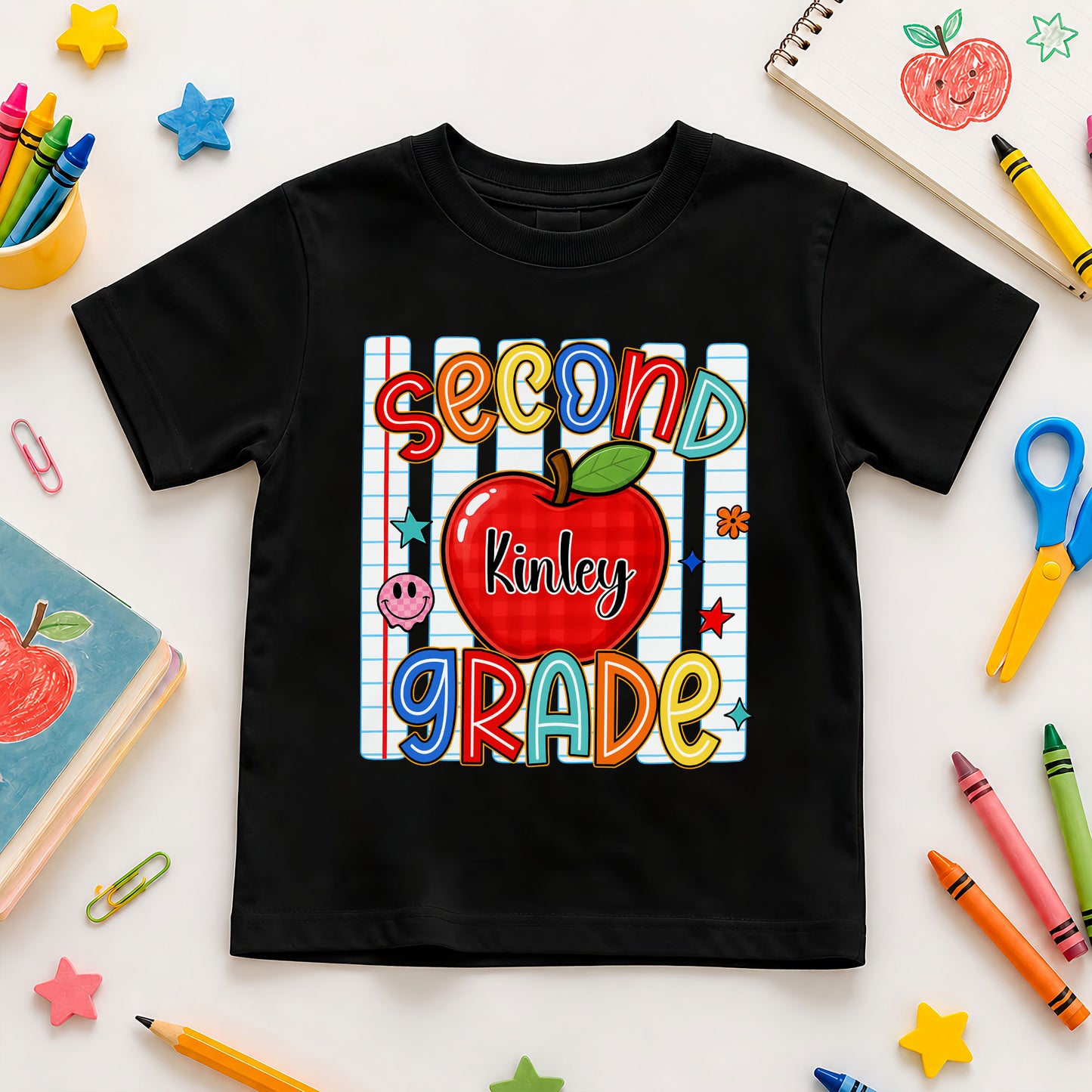 Personalized Colorful School Shirt - Custom Name & Grade Kid T-shirt - Back To School Gift for Boys & Girls
