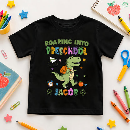 Personalized Dinosaur Tshirt - Custom Name & Grade Kid T-shirt - Back To School Gift for Boys & Girls