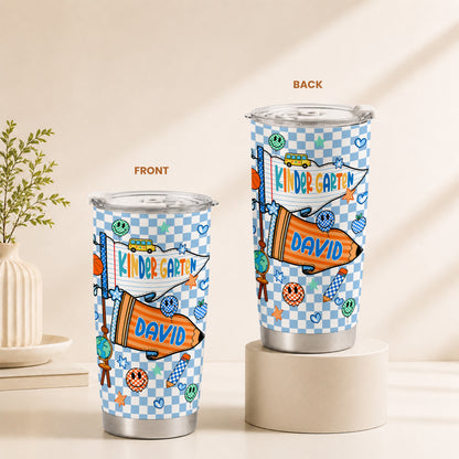 Personalized Back to School Tumbler - Custom Name & Class for Teachers and Students, Pastel Bow 20oz Travel Cup