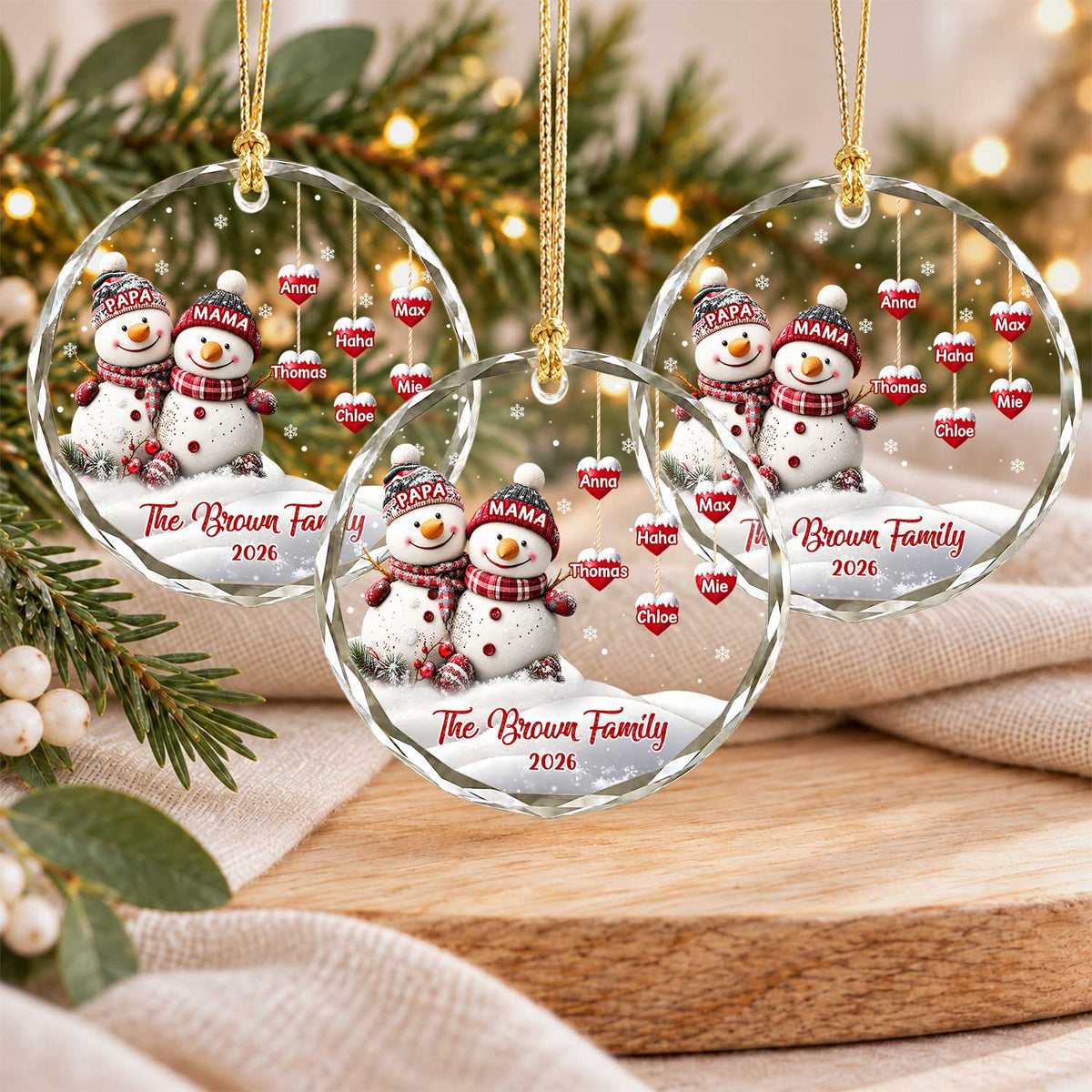 Personalized Gift Family Christmas Ornament 2026, Custom Name Glass Ornament Christmas Tree, Gift For Family